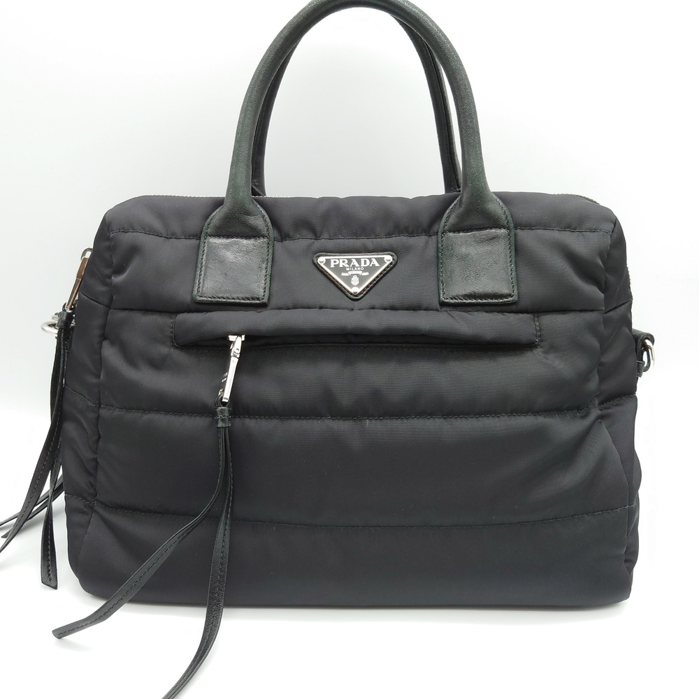 Prada Triangular Plate Logo Chic Functional Leath… - image 2